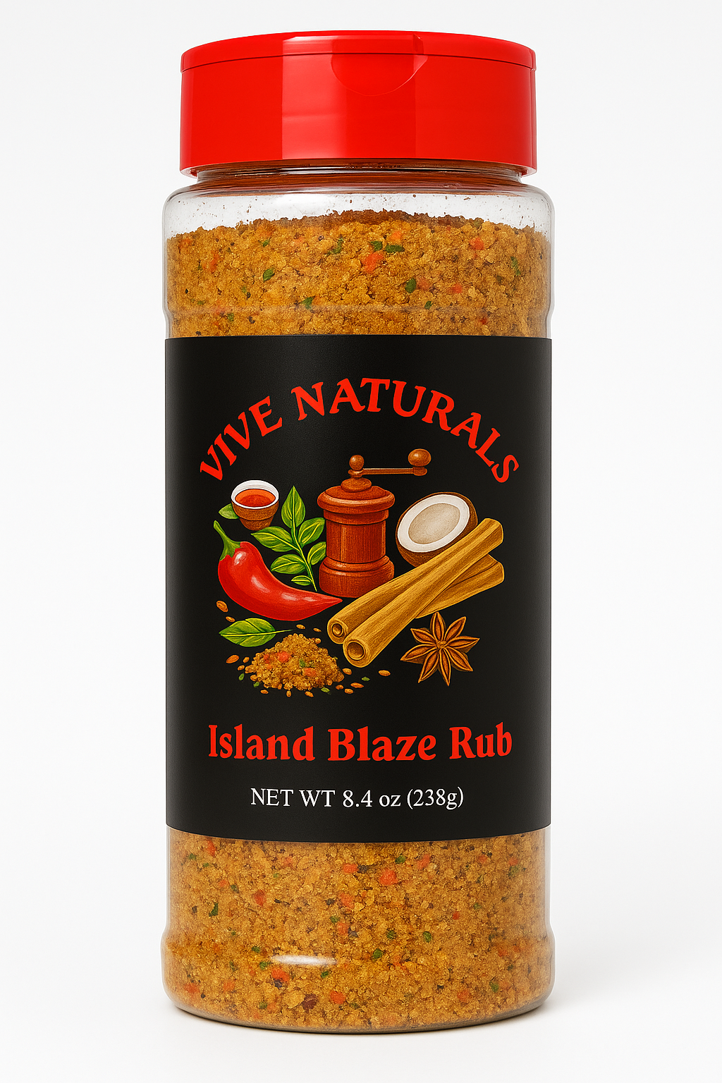Island Blaze Caribbean Spice Rub product for chicken, brisket and ribs.
